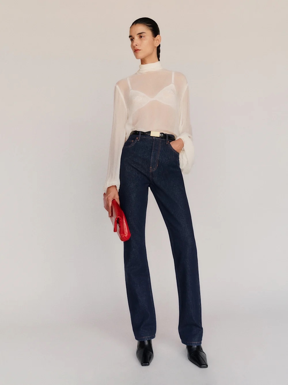 Reformation Dark Indigo Straight Leg Jeans